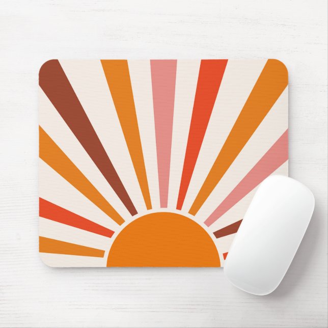 Retro Sun Rays Burst Sunset Orange Yellow Red    Mouse Pad (With Mouse)