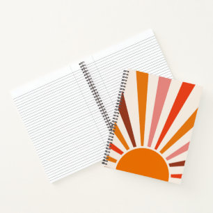 Retro Sun Rays Burst Sunset Orange Yellow Red  Notebook