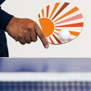 Retro Sun Rays Burst Sunset Orange Yellow Red Ping Pong Paddle