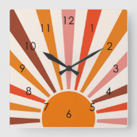 Retro Sun Rays Burst Sunset Orange Yellow Red