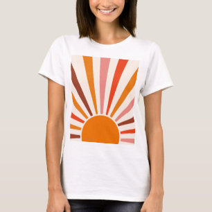 Retro Sun Rays Burst Sunset Orange Yellow Red T-Shirt
