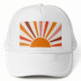 Retro Sun Rays Burst Sunset Orange Yellow Red   Trucker Hat