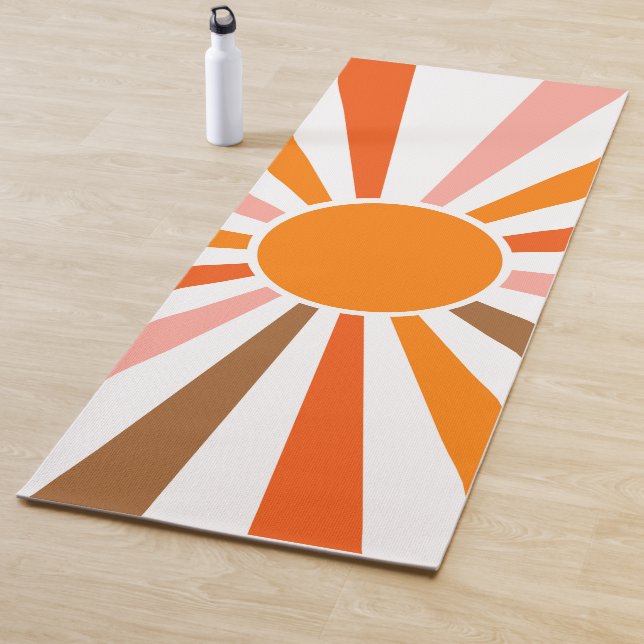 Retro Sun Rays Burst Sunset Orange Yellow Red     Yoga Mat (In Situ)