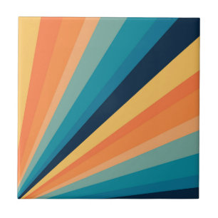 Retro sun rays ceramic tile