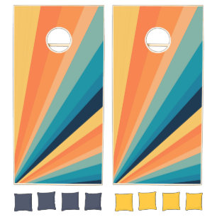 Retro sun rays cornhole set