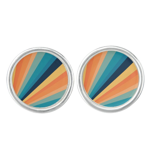 Retro sun rays cufflinks (Front)