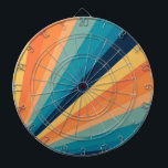 Retro sun rays dart board<br><div class="desc">Retro style sun rays geometric pattern illustration with yellow,  orange,  blue and turquoise stripes decoration</div>