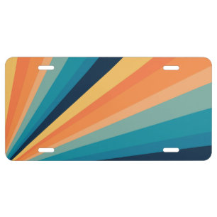 Retro sun rays license plate