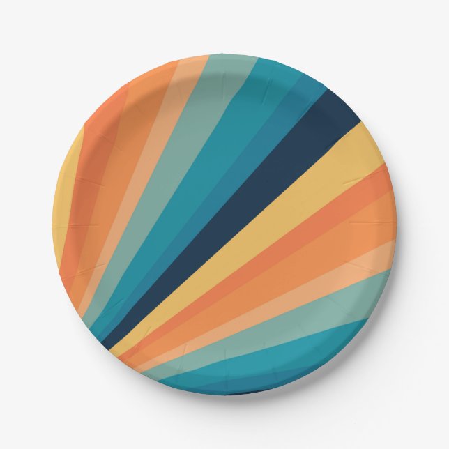 Retro sun rays paper plates (Front)