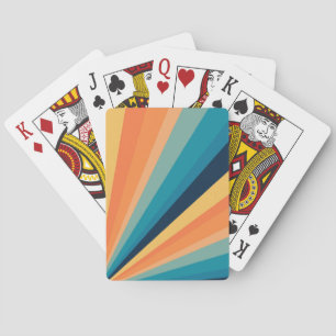 Retro sun rays poker cards
