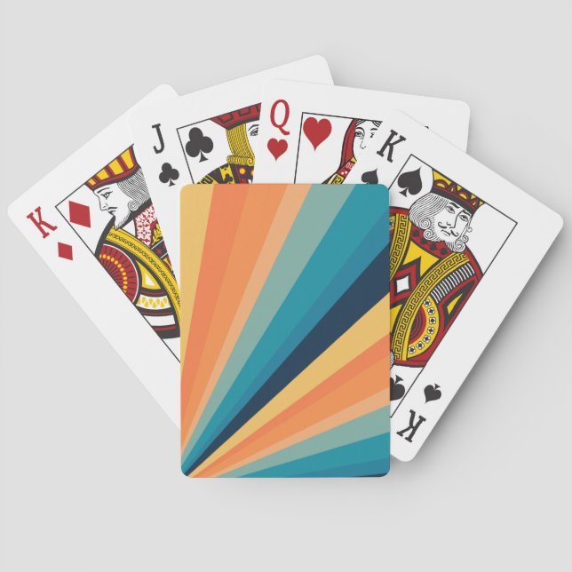 Retro sun rays poker cards (Back)