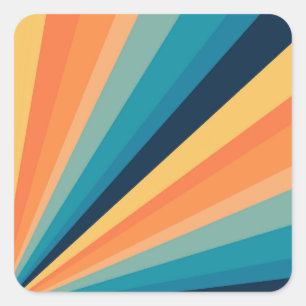 Retro sun rays square sticker