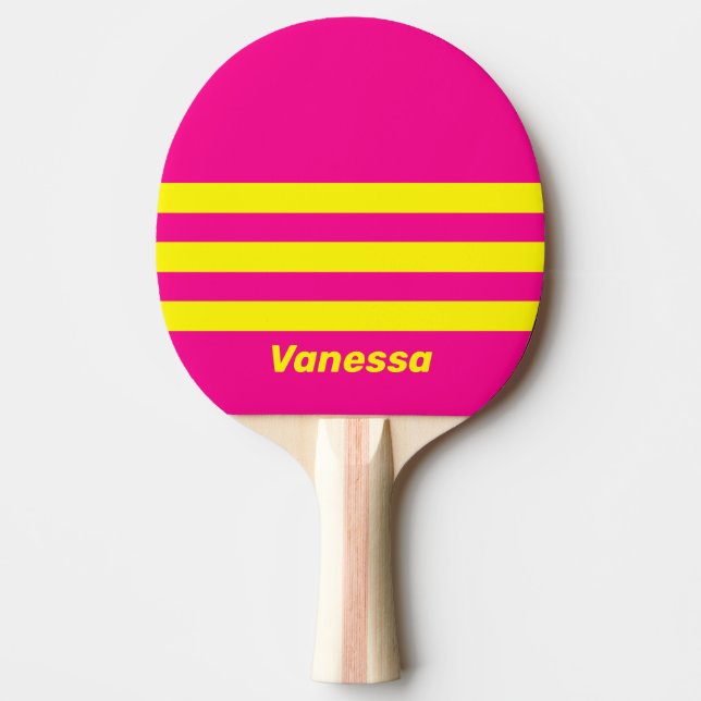 Retro Sun Soaked Three Across Striping with Name Ping Pong Paddle (Front)