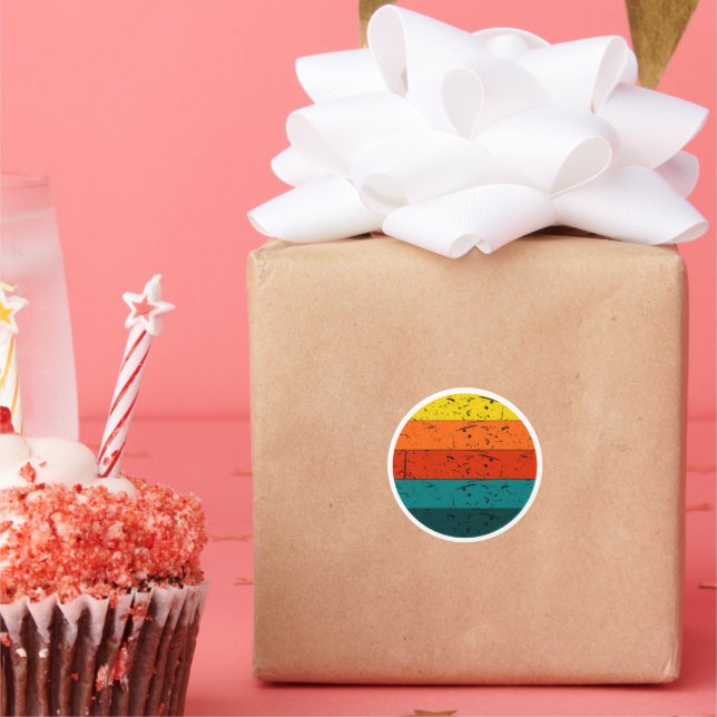 Retro Sun Summer Sunshine Classic Round Sticker (Party)