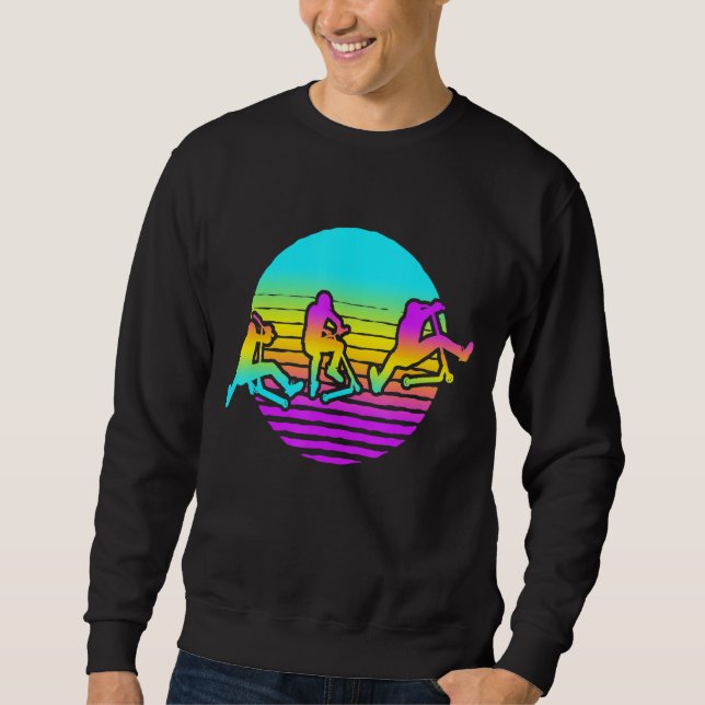 Retro sun tricks stunt scooter stunt scooter sweatshirt (Front)