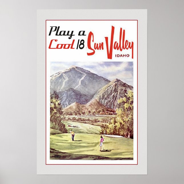 Retro Sun Valley Golfing Travel Poster (Front)