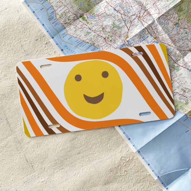 Retro Sun Wave Glam #1 #retro #decor #art License Plate (In Situ)