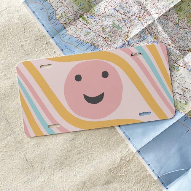 Retro Sun Wave Glam #2 #retro #decor #art  License Plate (In Situ)