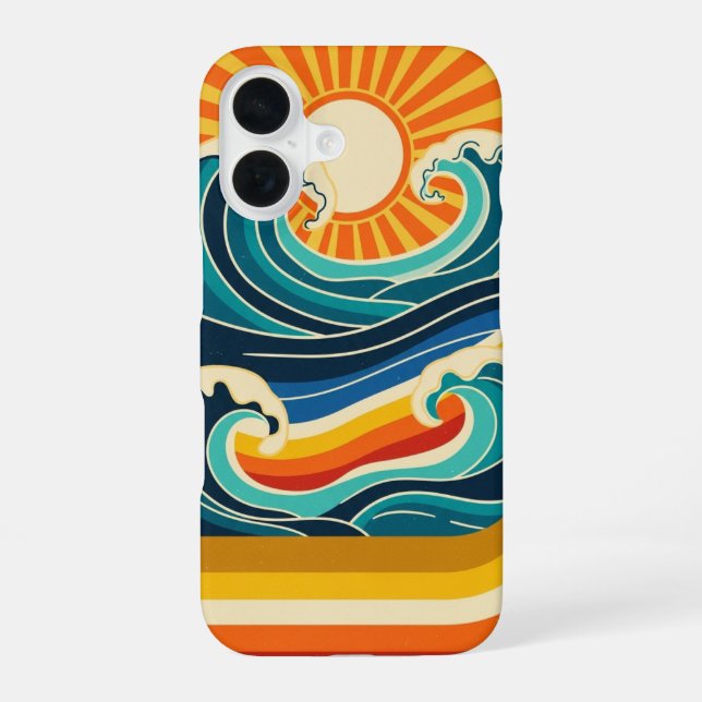 Retro Sun & Waves iPhone Case (Back)