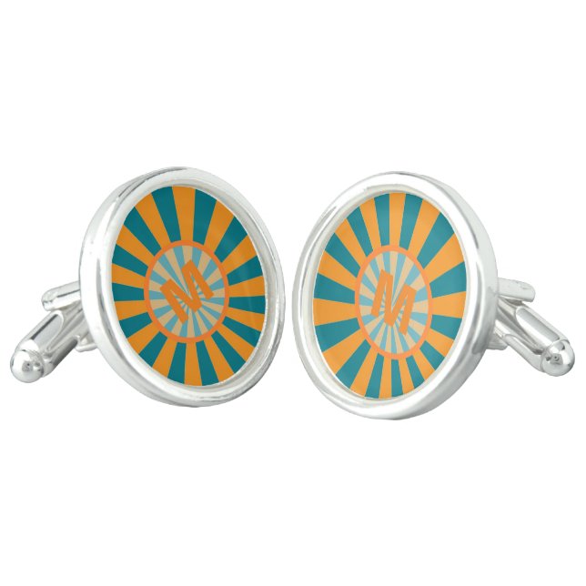 Retro Sunbeam Cool Monogram Cufflinks (Angled)