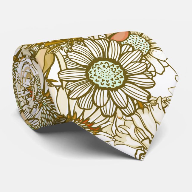 Retro Sunburnt Australian Country Garden Neck Tie (Rolled)