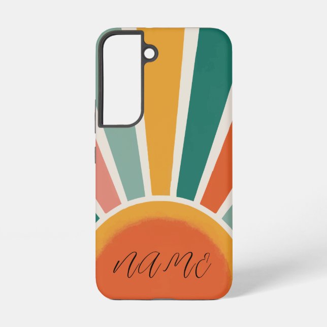 Retro Sunburst 70s Style Colorful Phone Case (Back)