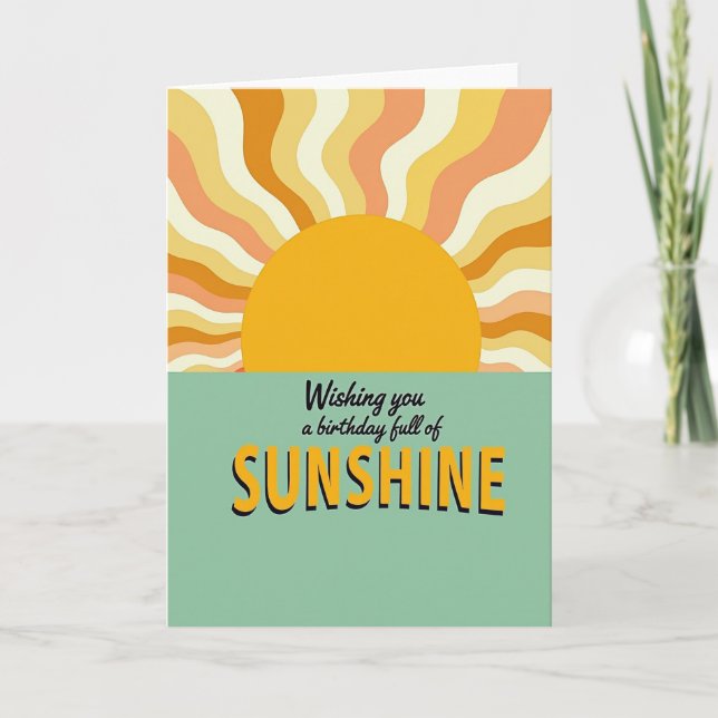 Retro Sunburst Birthday Card (Front)