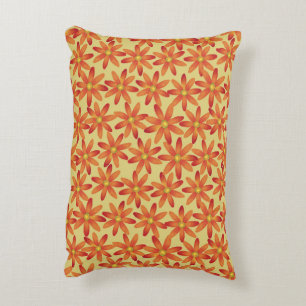 Retro Sunburst Daisy Floral in Warm Yellow Accent Pillow