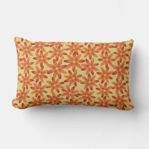 Retro Sunburst Daisy Floral in Warm Yellow Lumbar Pillow