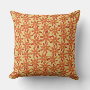 Retro Sunburst Daisy Floral in Warm Yellow Throw Pillow