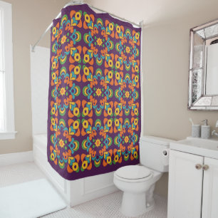 Retro Sunburst Flare Shower Curtain
