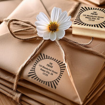 Retro Sunburst Illustration Return Address