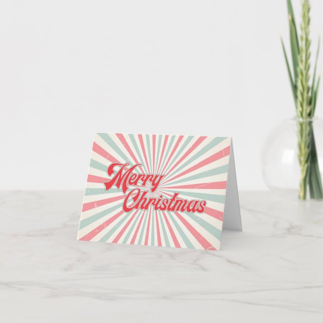 Retro Sunburst Merry Christmas Holiday Card (Front)