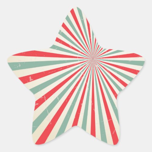 Retro Sunburst Mid Century Red  Green Starburst Star Sticker