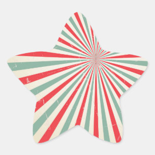 Retro Sunburst Mid Century Red & Green Starburst Star Sticker