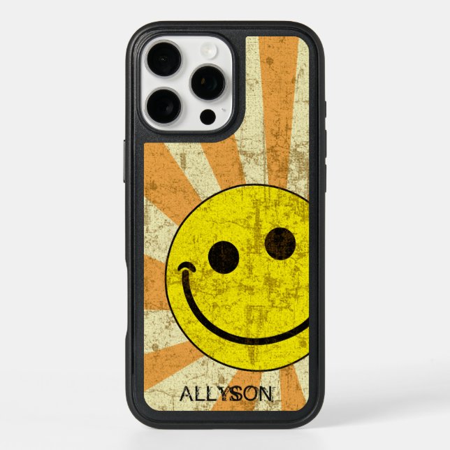 Retro Sunburst Name Template Otterbox iPhone Case (Back)