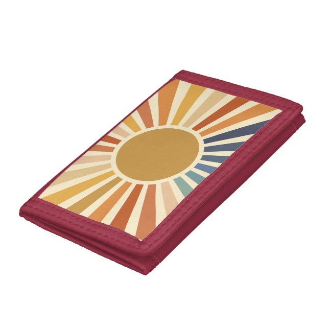 Retro Sunburst Rust, Orange, Yellow, Blue   Trifold Wallet (Bottom)