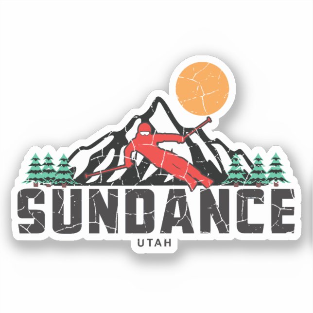 Retro Sundance Mountain Ski  Sticker (Front)