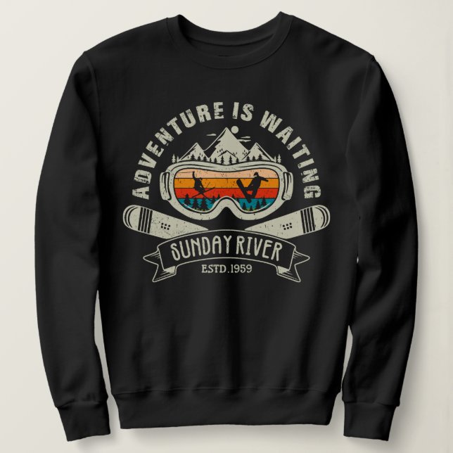 Retro Sunday River Ski Adventure Sweatshirt (Design Front)