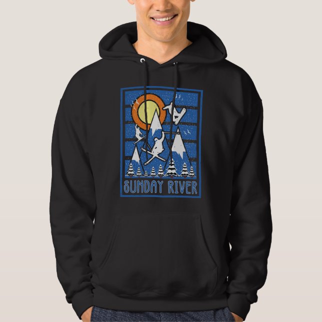 Retro Sunday River Ski Sunset Hoodie (Front)