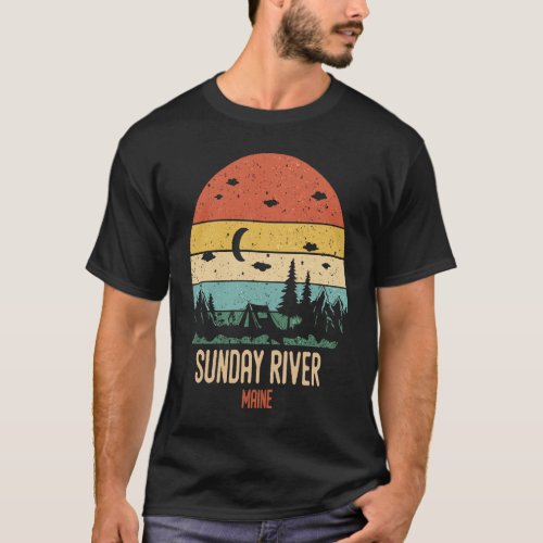Retro Sunday Rver Maine Mountains Hiking Vintage S T_Shirt