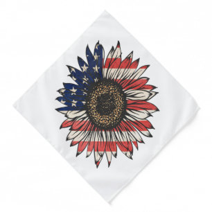Retro Sunflower 4th Of July USA Bandana