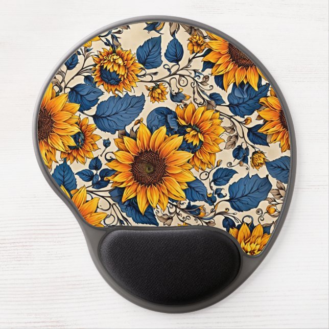 Retro Sunflower - Botanical Gel Mouse Pad (Front)