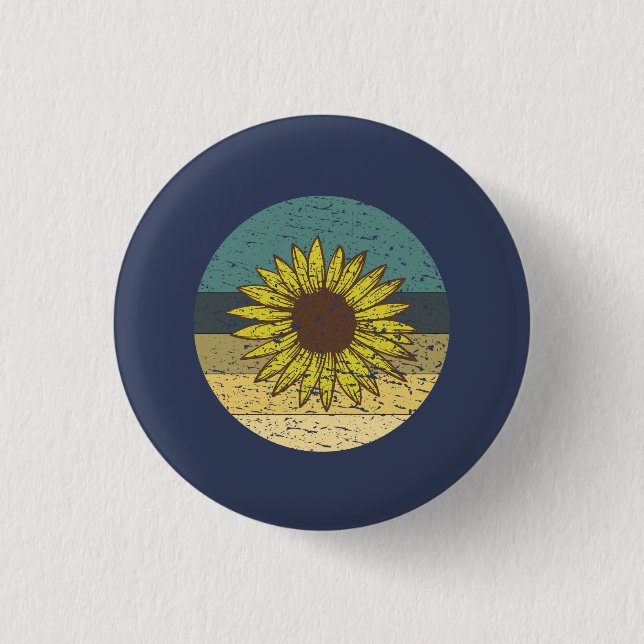 Retro Sunflower  Button (Front)