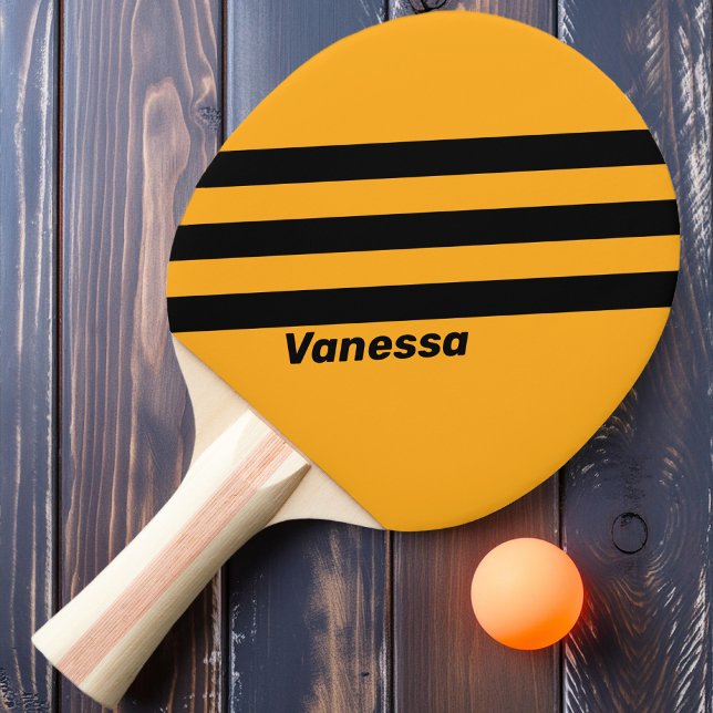 Retro Sunflower Buzz Three Stripes with Name Ping Pong Paddle (Creator Uploaded)