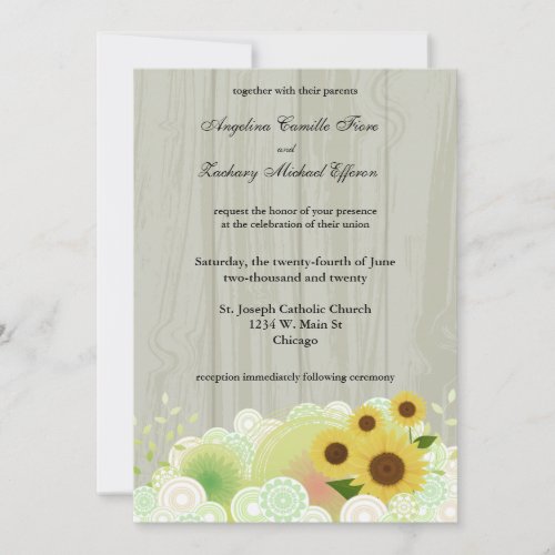 Retro Sunflower Formal Wedding Invitation