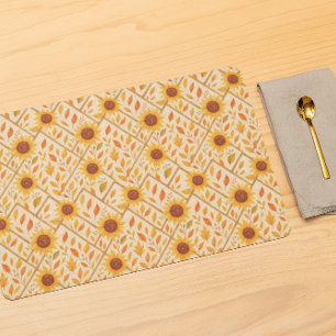 Retro Sunflower & Rustic Farmhouse Watercolor Placemat