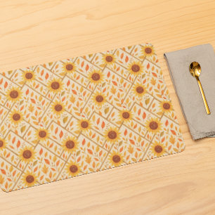 Retro Sunflower & Rustic Farmhouse Watercolor Placemat