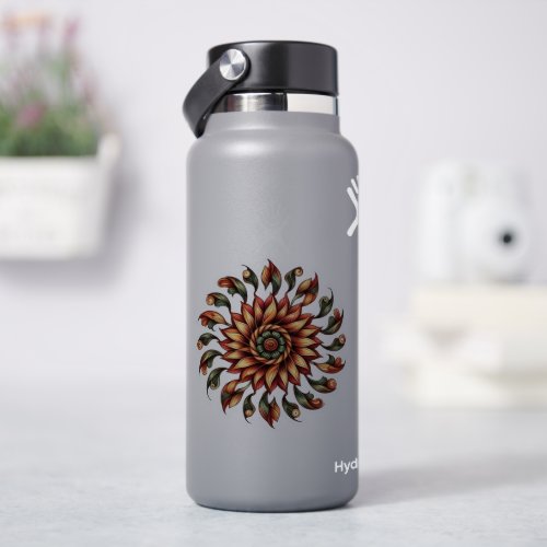 Retro Sunflower Water Bottle Transparent Sticker