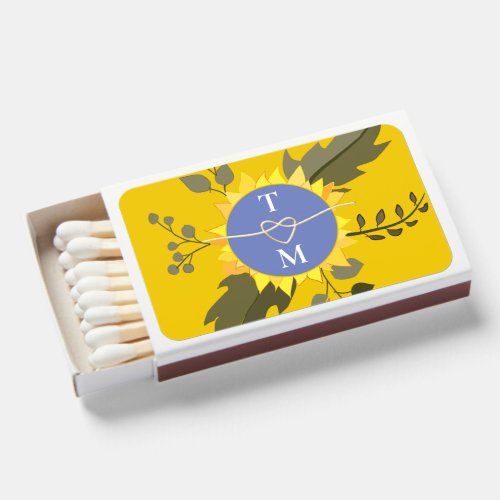 Retro Sunflower Wedding Favor Matchboxes